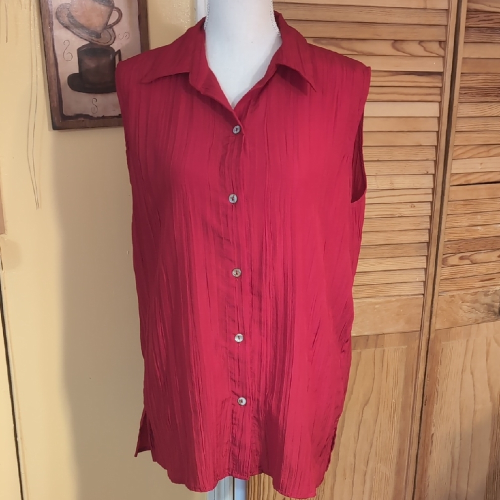 Vintage White Stag Red Sleeveless Button Down Shirt XL